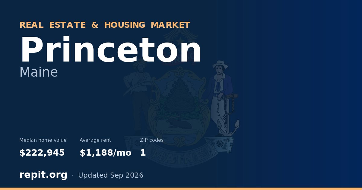Princeton, ME real estate and housing market — median home value $222,945, average rent $1,188/mo, 1 ZIP code