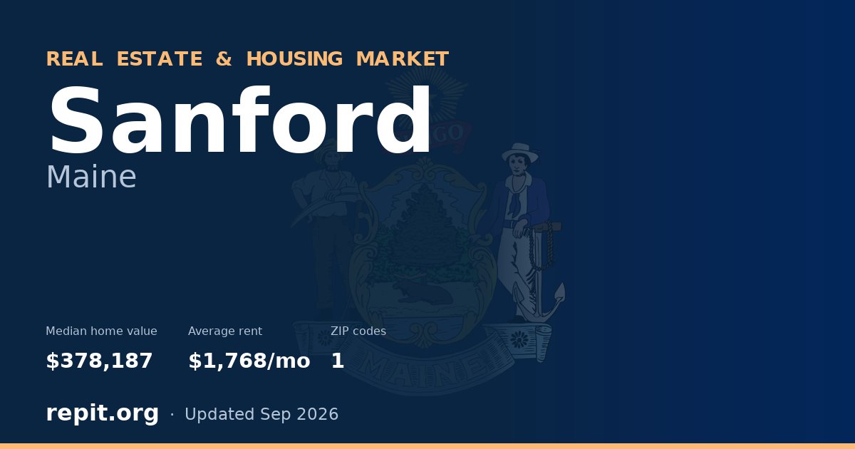 Sanford, ME real estate and housing market — median home value $378,187, average rent $1,768/mo, 1 ZIP code