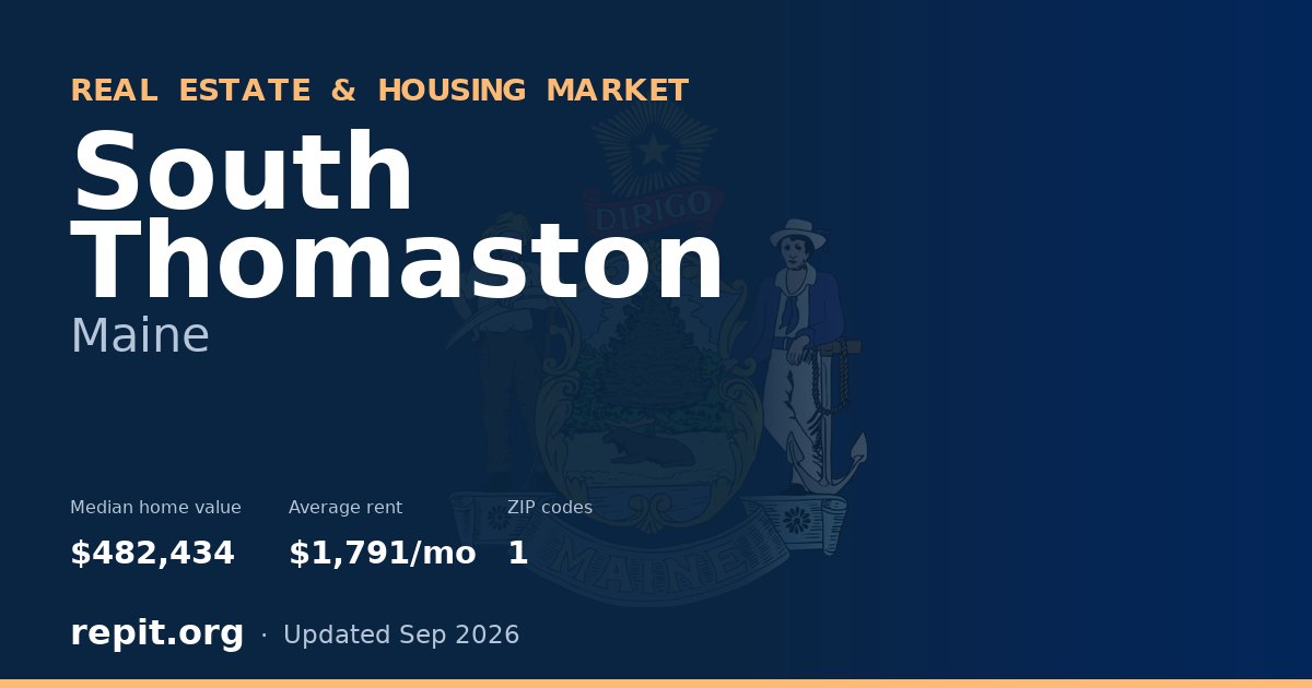 South Thomaston, ME real estate and housing market — median home value $482,434, average rent $1,791/mo, 1 ZIP code