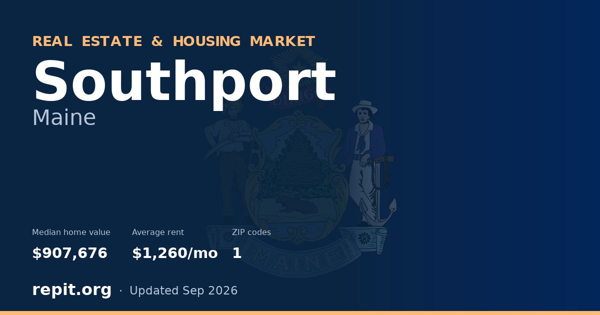 Southport, ME real estate and housing market — median home value $907,676, average rent $1,260/mo, 1 ZIP code