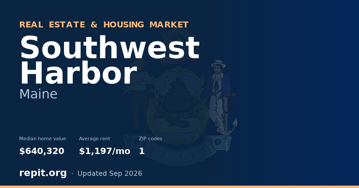 Southwest Harbor, ME real estate and housing market — median home value $640,320, average rent $1,197/mo, 1 ZIP code