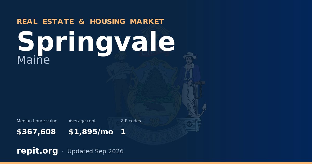 Springvale, ME real estate and housing market — median home value $367,608, average rent $1,895/mo, 1 ZIP code