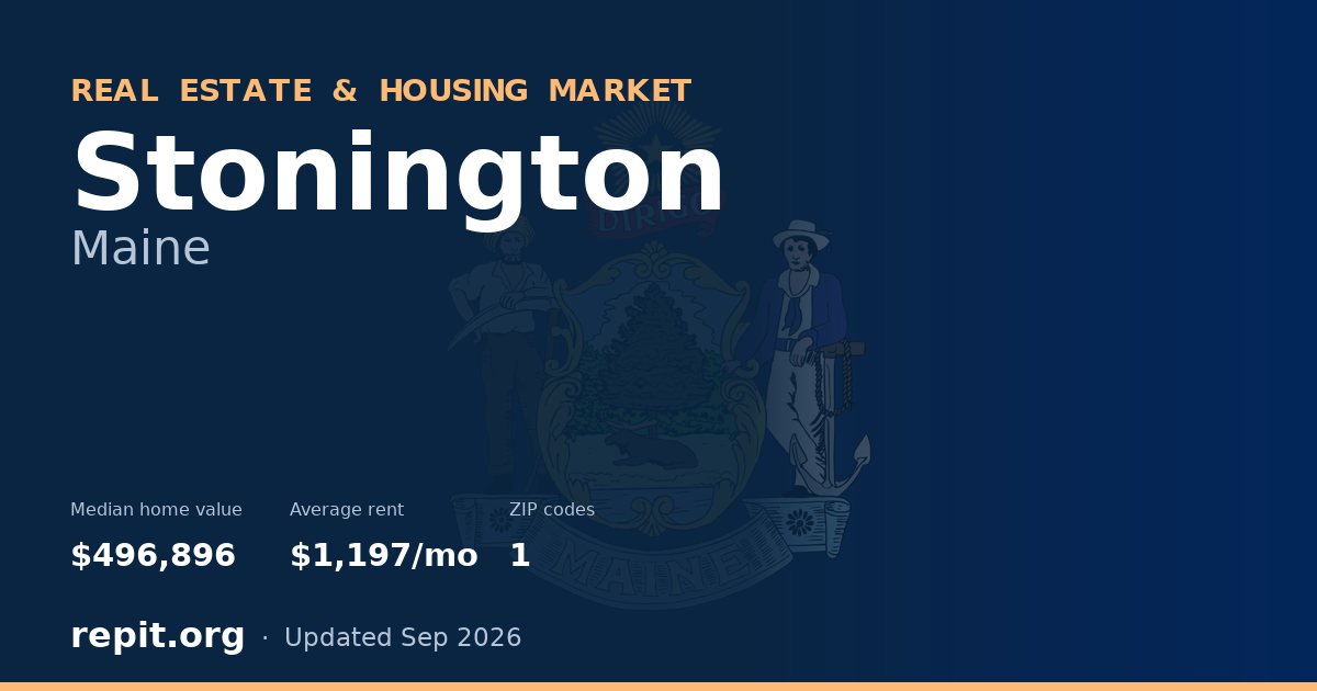 Stonington, ME real estate and housing market — median home value $496,896, average rent $1,197/mo, 1 ZIP code