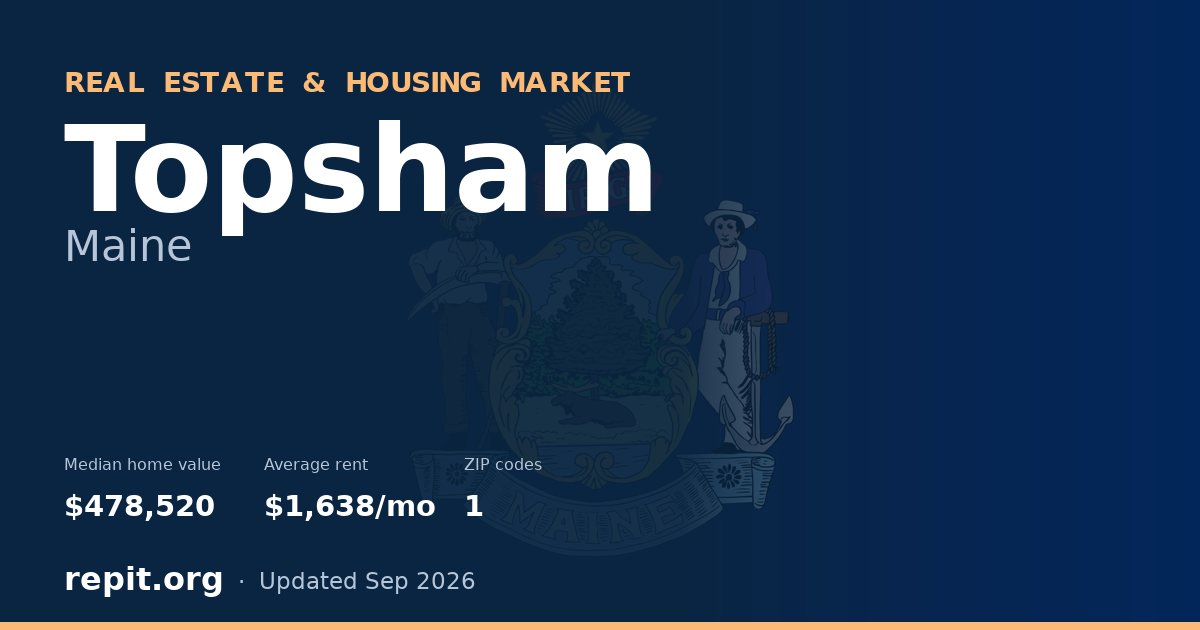 Topsham, ME real estate and housing market — median home value $478,520, average rent $1,638/mo, 1 ZIP code