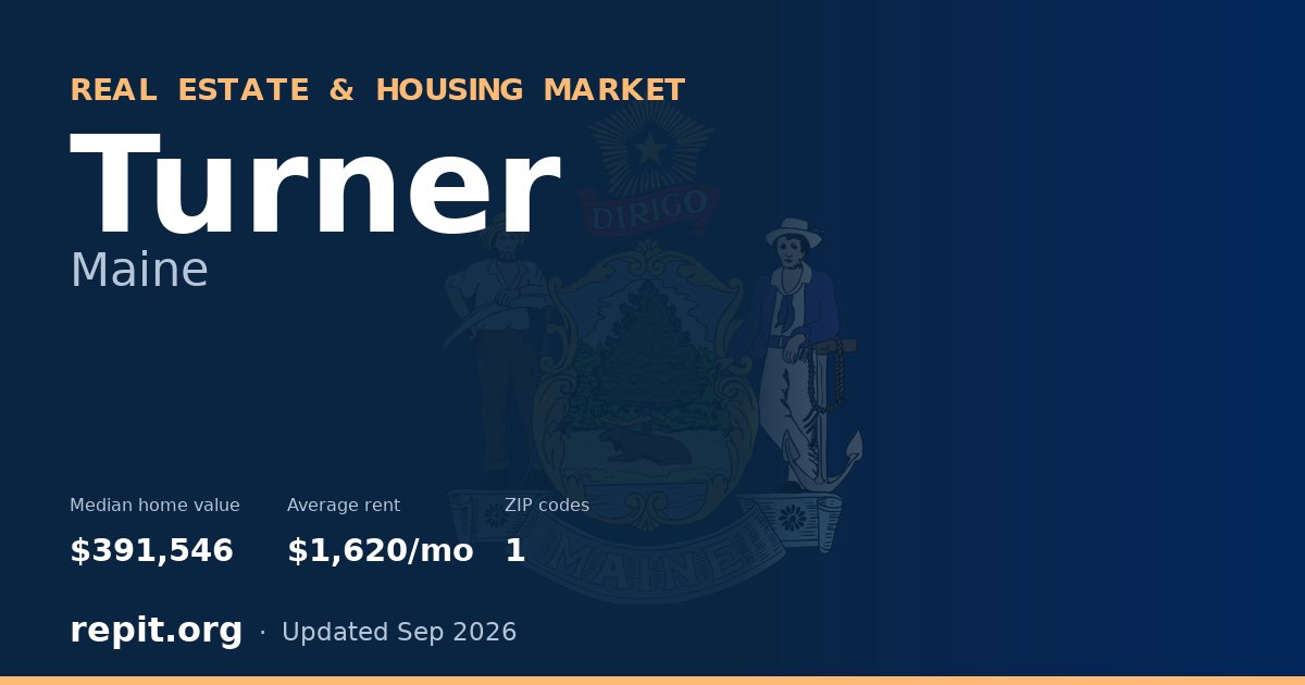 Turner, ME real estate and housing market — median home value $391,546, average rent $1,620/mo, 1 ZIP code