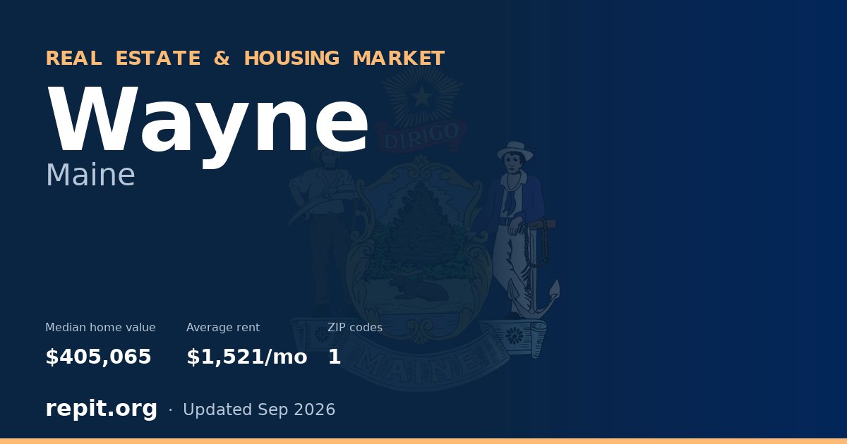 Wayne, ME real estate and housing market — median home value $405,065, average rent $1,521/mo, 1 ZIP code