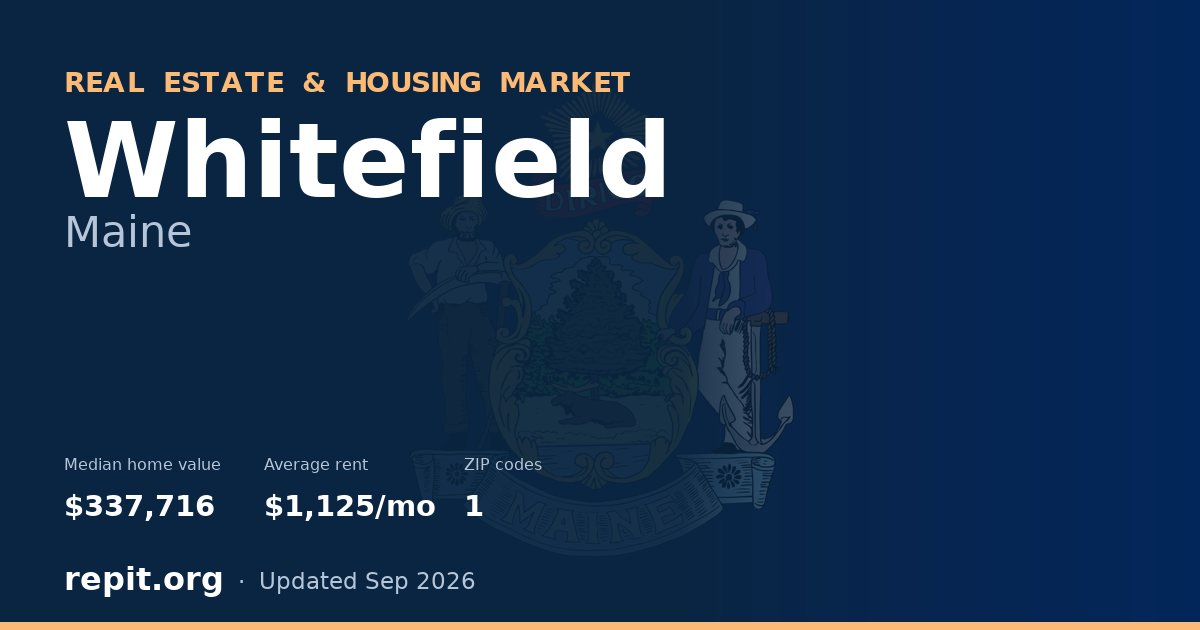 Whitefield, ME real estate and housing market — median home value $337,716, average rent $1,125/mo, 1 ZIP code