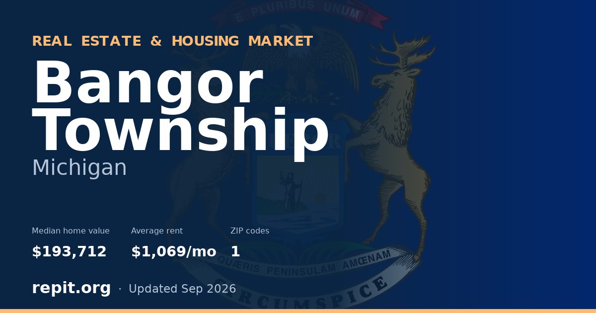 Bangor Township, MI real estate and housing market — median home value $193,712, average rent $1,069/mo, 1 ZIP code