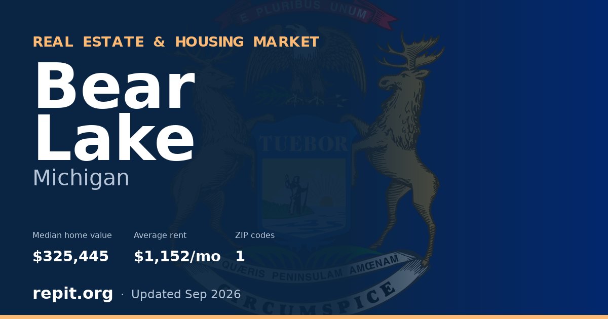Bear Lake, MI real estate and housing market — median home value $325,445, average rent $1,152/mo, 1 ZIP code