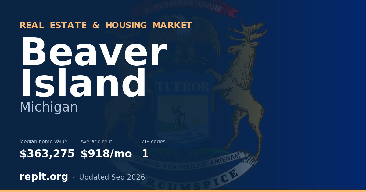 Beaver Island, MI real estate and housing market — median home value $363,275, average rent $918/mo, 1 ZIP code
