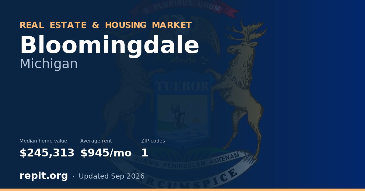 Bloomingdale, MI real estate and housing market — median home value $245,313, average rent $945/mo, 1 ZIP code