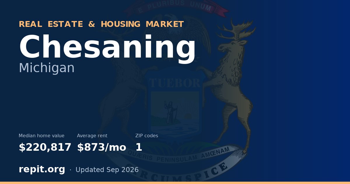 Chesaning, MI real estate and housing market — median home value $220,817, average rent $873/mo, 1 ZIP code