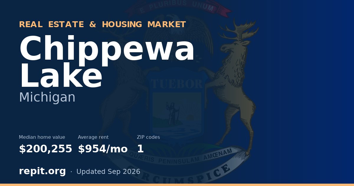 Chippewa Lake, MI real estate and housing market — median home value $200,255, average rent $954/mo, 1 ZIP code