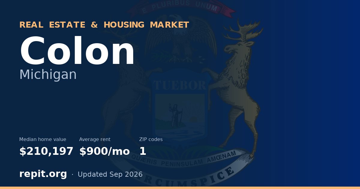 Colon, MI real estate and housing market — median home value $210,197, average rent $900/mo, 1 ZIP code