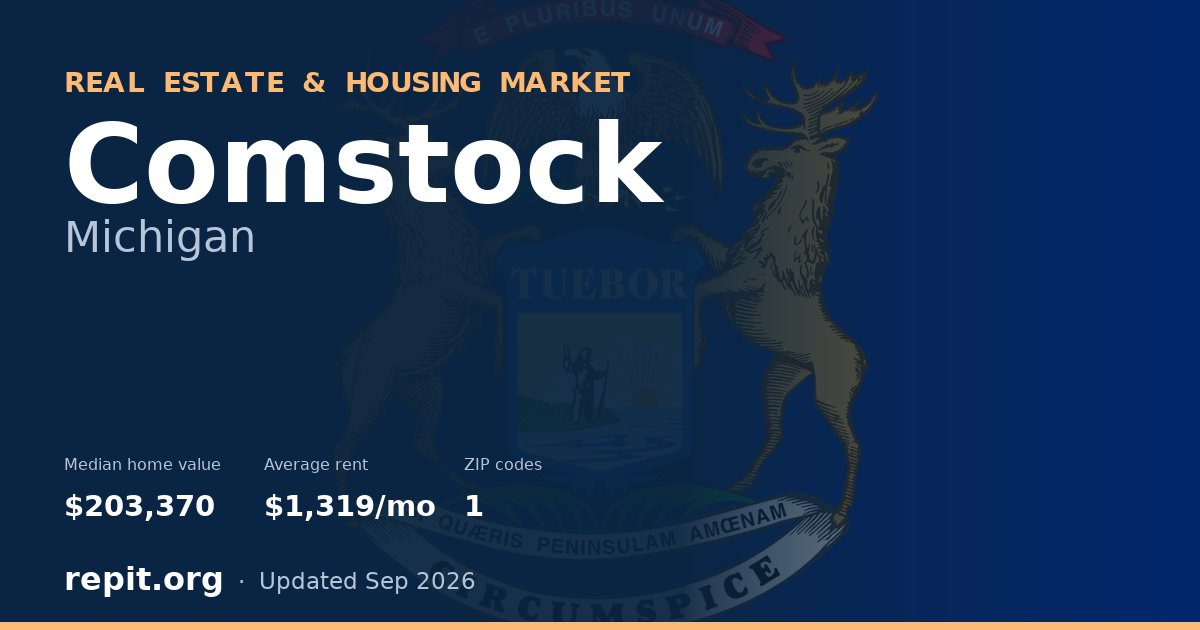 Comstock, MI real estate and housing market — median home value $203,370, average rent $1,319/mo, 1 ZIP code