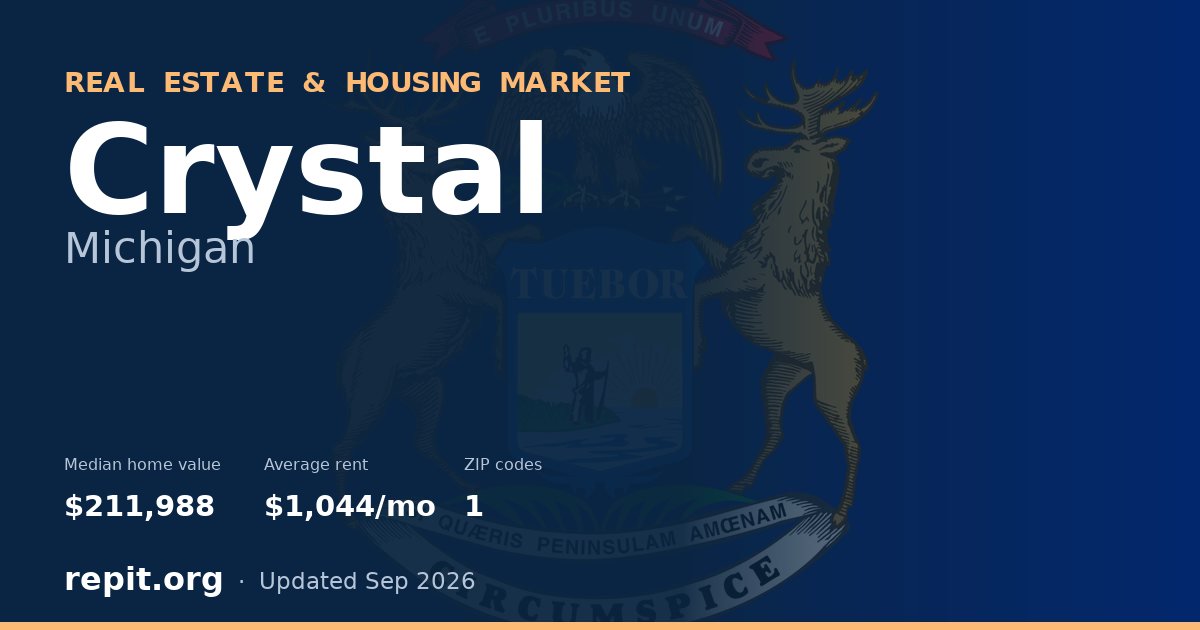 Crystal, MI real estate and housing market — median home value $211,988, average rent $1,044/mo, 1 ZIP code
