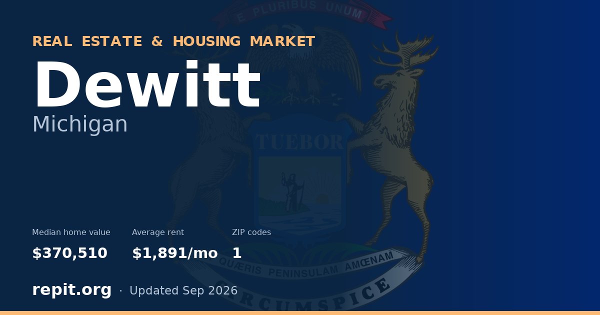 Dewitt, MI real estate and housing market — median home value $370,510, average rent $1,891/mo, 1 ZIP code