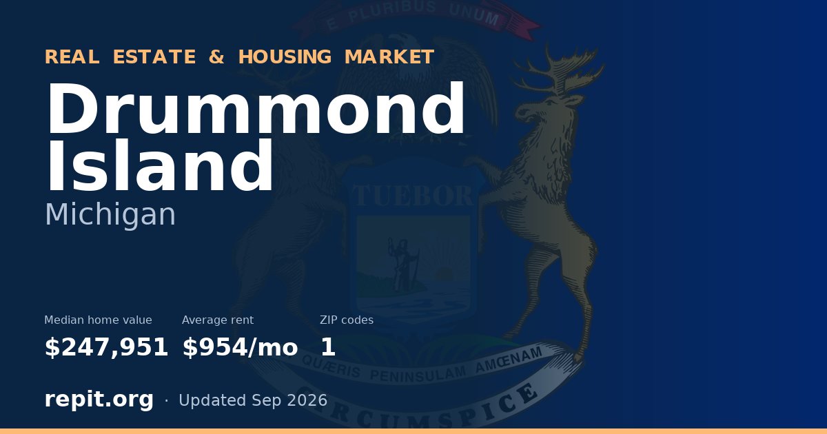 Drummond Island, MI real estate and housing market — median home value $247,951, average rent $954/mo, 1 ZIP code
