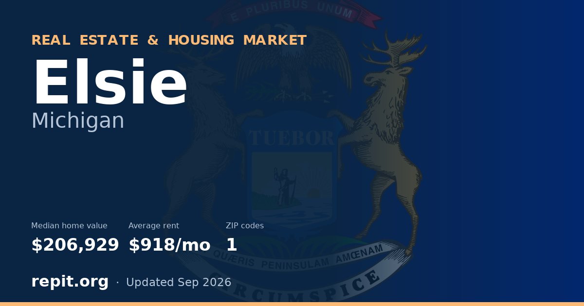 Elsie, MI real estate and housing market — median home value $206,929, average rent $918/mo, 1 ZIP code