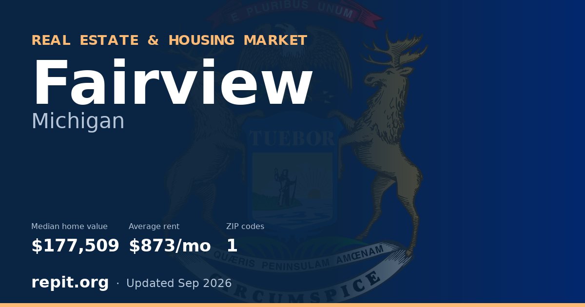 Fairview, MI real estate and housing market — median home value $177,509, average rent $873/mo, 1 ZIP code