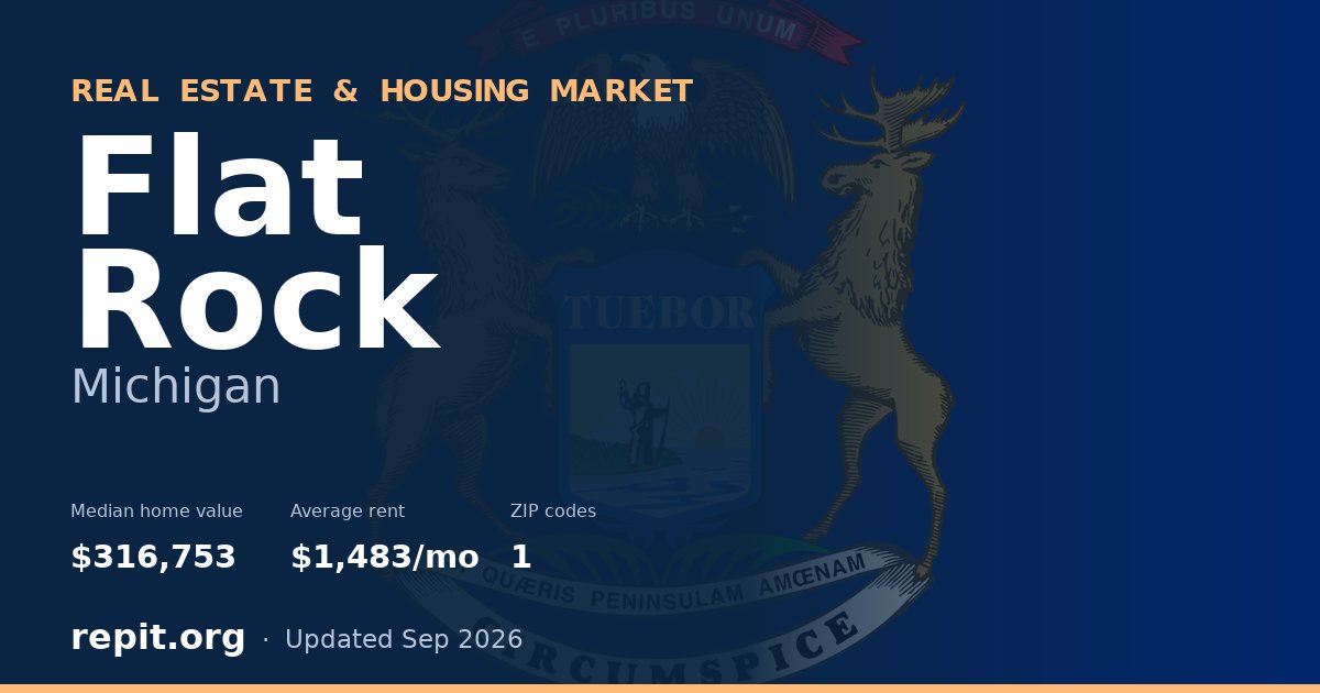 Flat Rock, MI real estate and housing market — median home value $316,753, average rent $1,483/mo, 1 ZIP code