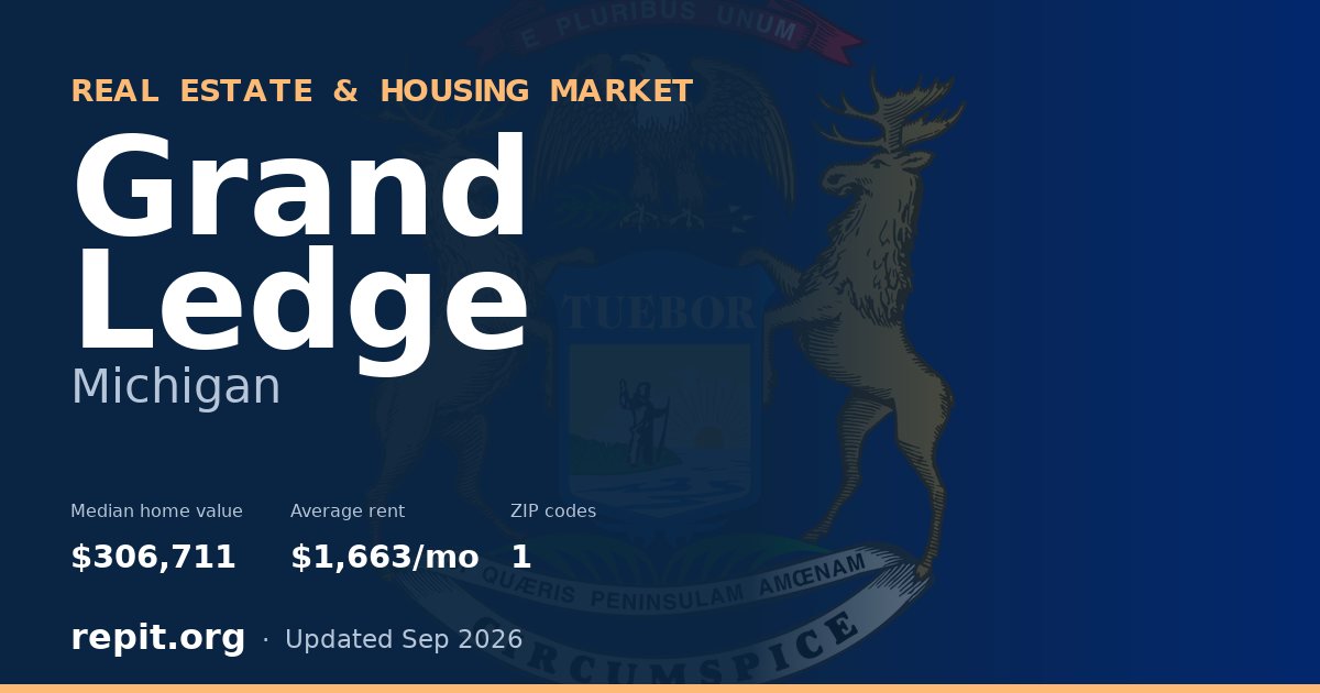 Grand Ledge, MI real estate and housing market — median home value $306,711, average rent $1,663/mo, 1 ZIP code