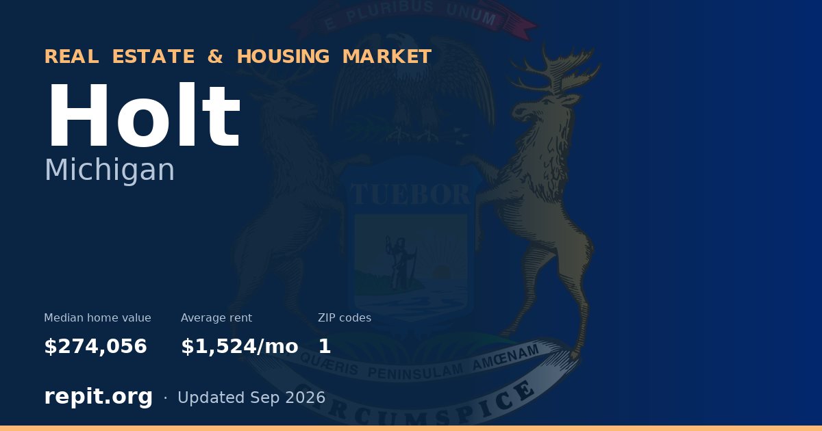 Holt, MI real estate and housing market — median home value $274,056, average rent $1,524/mo, 1 ZIP code