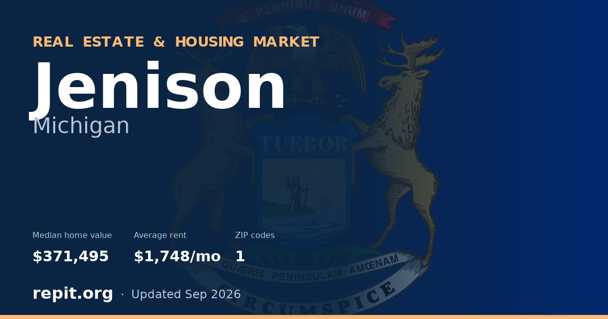 Jenison, MI real estate and housing market — median home value $371,495, average rent $1,748/mo, 1 ZIP code