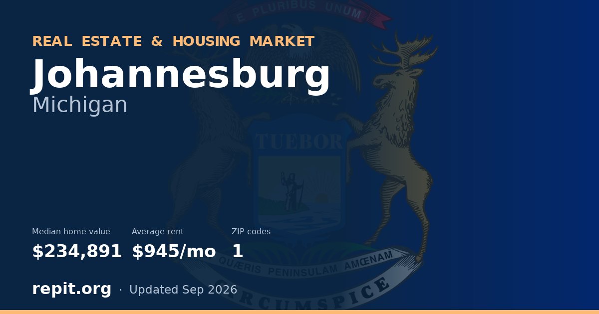Johannesburg, MI real estate and housing market — median home value $234,891, average rent $945/mo, 1 ZIP code