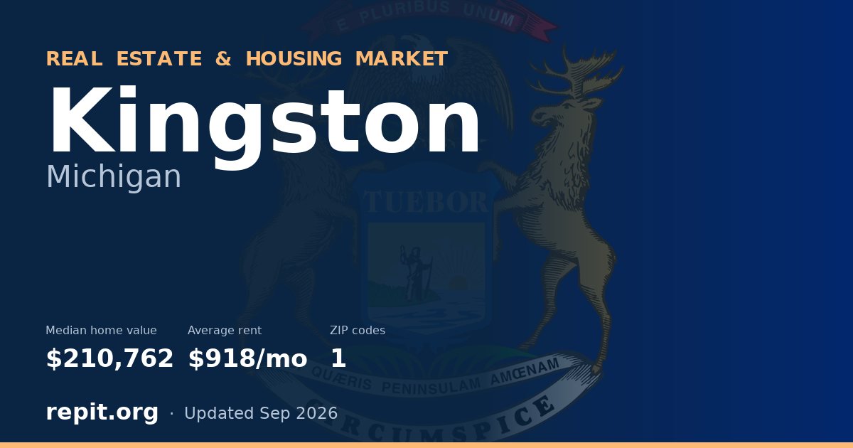 Kingston, MI real estate and housing market — median home value $210,762, average rent $918/mo, 1 ZIP code