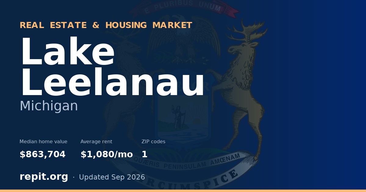 Lake Leelanau, MI real estate and housing market — median home value $863,704, average rent $1,080/mo, 1 ZIP code