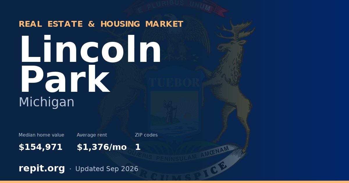 Lincoln Park, MI real estate and housing market — median home value $154,971, average rent $1,376/mo, 1 ZIP code