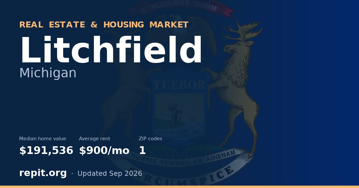 Litchfield, MI real estate and housing market — median home value $191,536, average rent $900/mo, 1 ZIP code