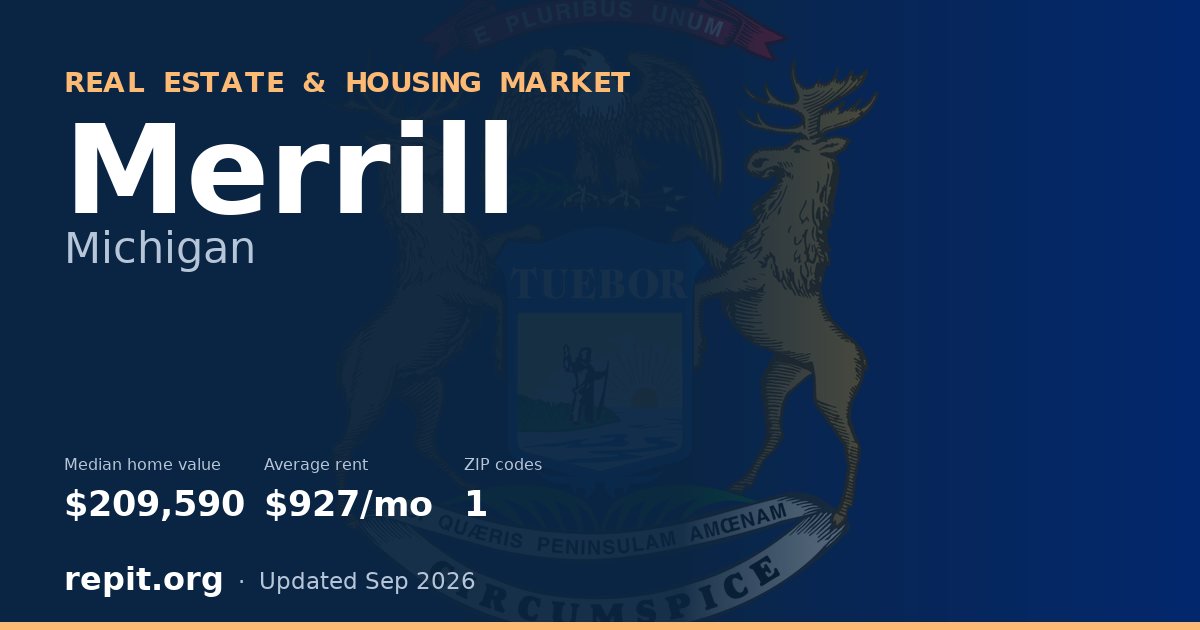 Merrill, MI real estate and housing market — median home value $209,590, average rent $927/mo, 1 ZIP code