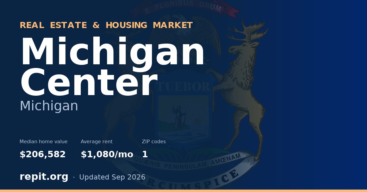 Michigan Center, MI real estate and housing market — median home value $206,582, average rent $1,080/mo, 1 ZIP code