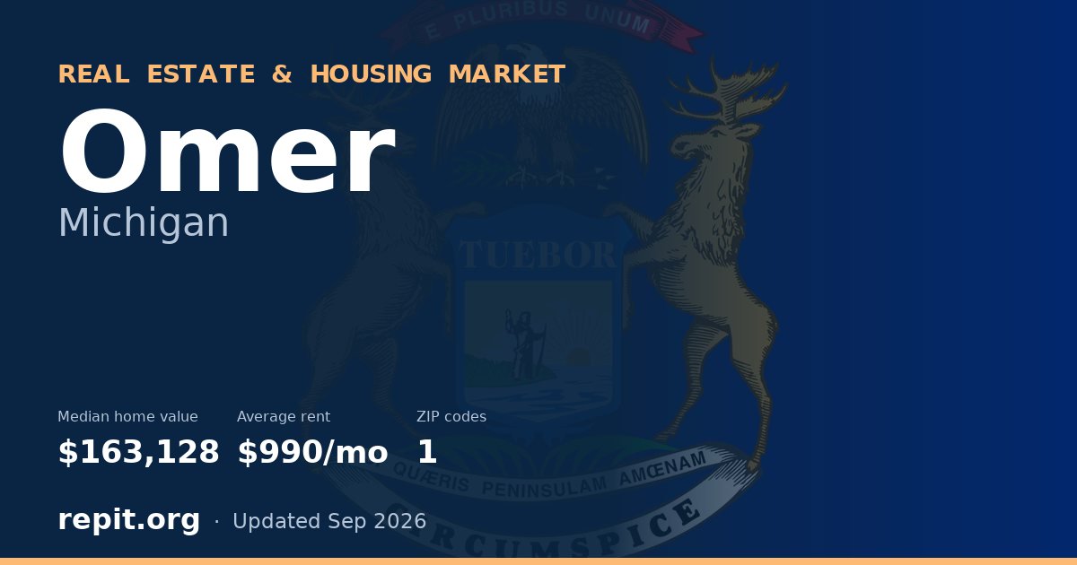 Omer, MI real estate and housing market — median home value $163,128, average rent $990/mo, 1 ZIP code