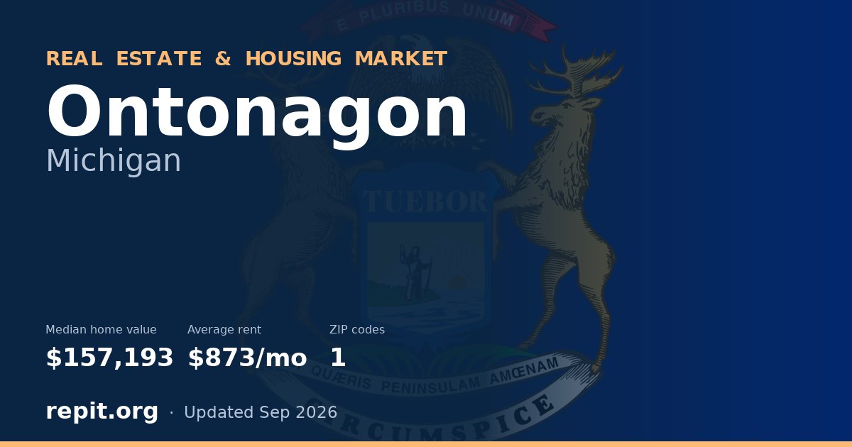 Ontonagon, MI real estate and housing market — median home value $157,193, average rent $873/mo, 1 ZIP code