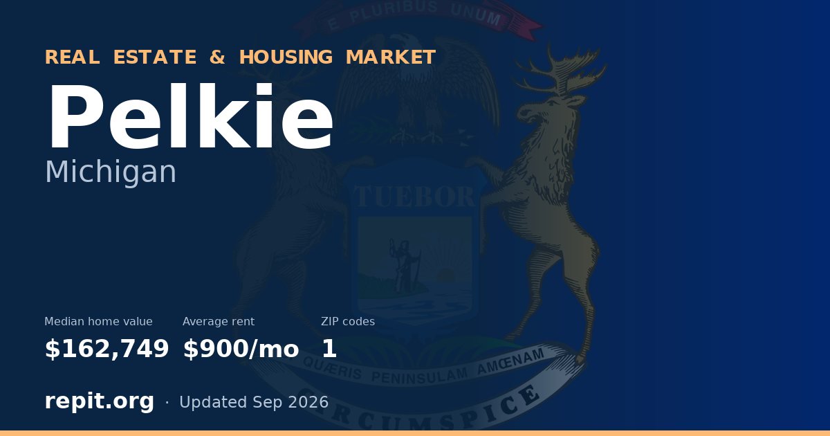 Pelkie, MI real estate and housing market — median home value $162,749, average rent $900/mo, 1 ZIP code