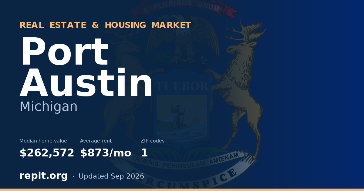 Port Austin, MI real estate and housing market — median home value $262,572, average rent $873/mo, 1 ZIP code