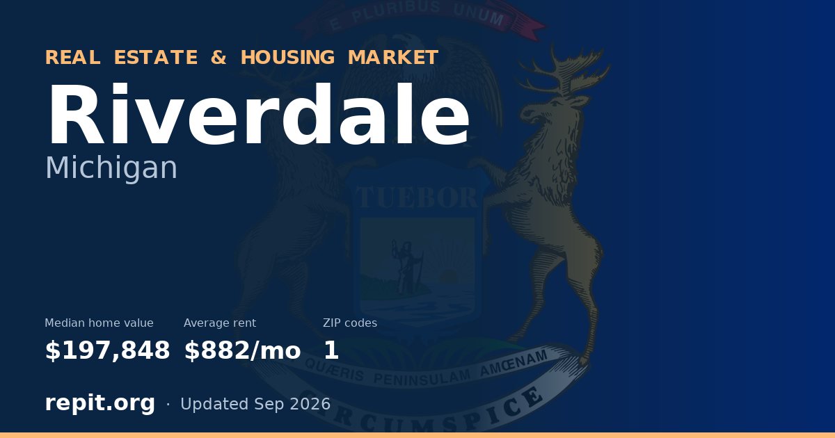 Riverdale, MI real estate and housing market — median home value $197,848, average rent $882/mo, 1 ZIP code