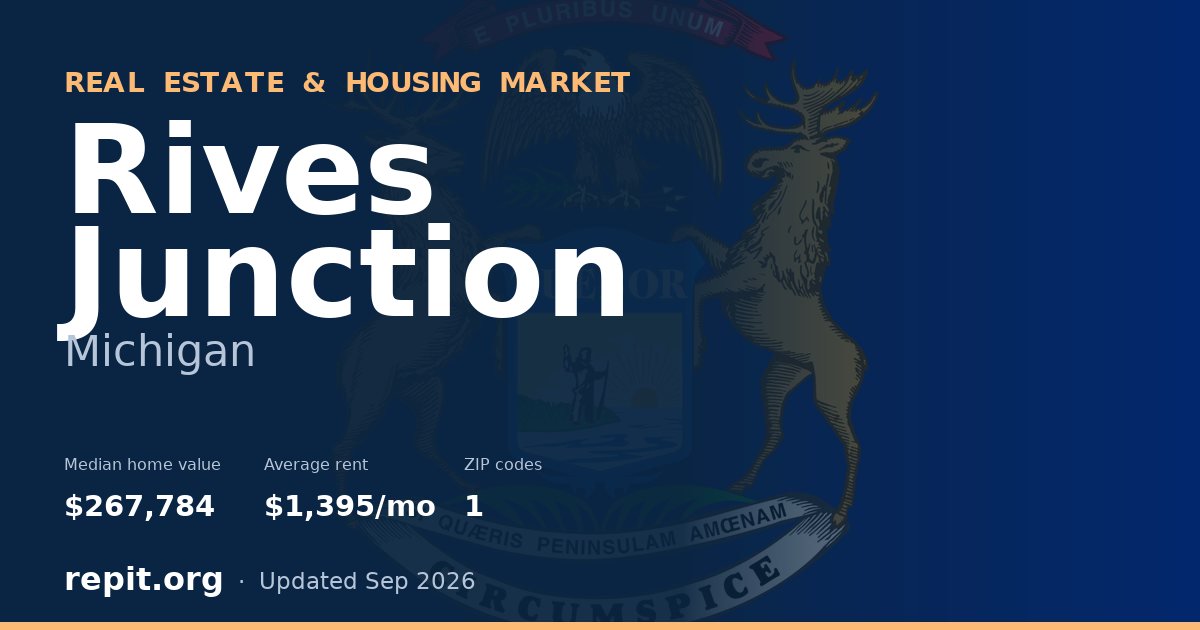 Rives Junction, MI real estate and housing market — median home value $267,784, average rent $1,395/mo, 1 ZIP code