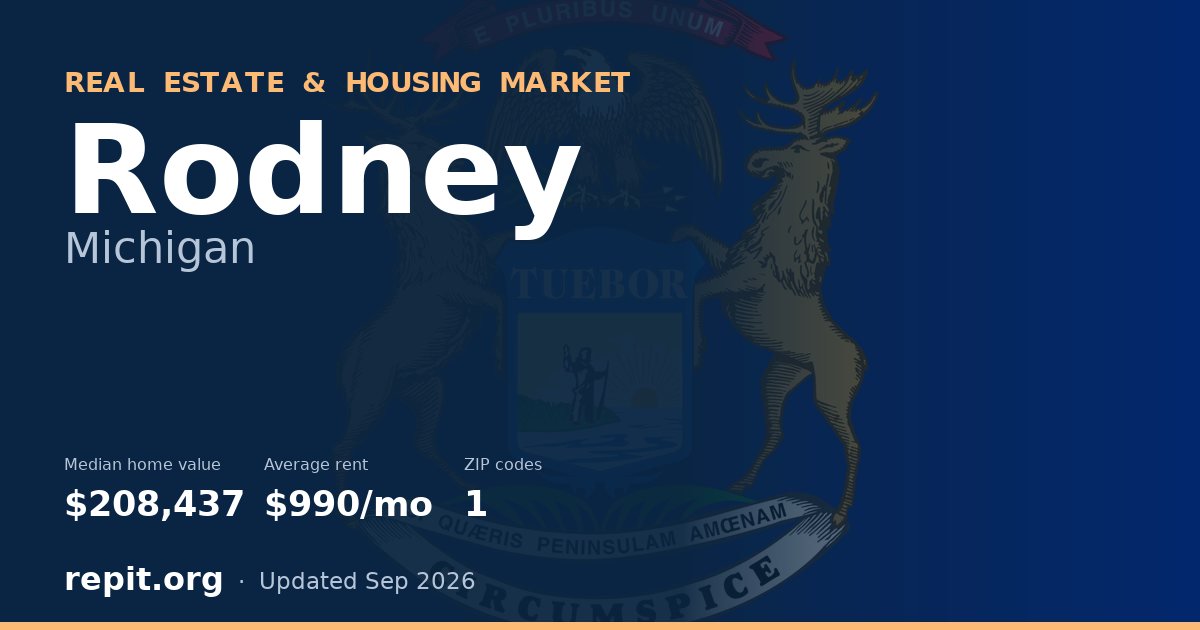 Rodney, MI real estate and housing market — median home value $208,437, average rent $990/mo, 1 ZIP code