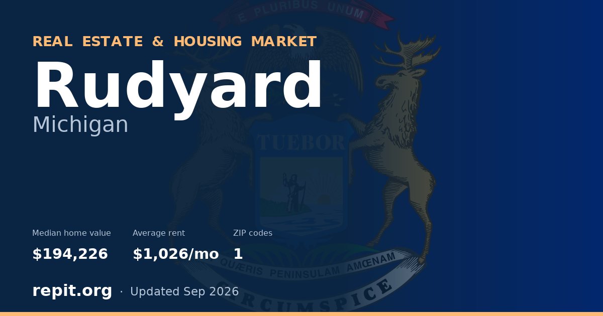 Rudyard, MI real estate and housing market — median home value $194,226, average rent $1,026/mo, 1 ZIP code