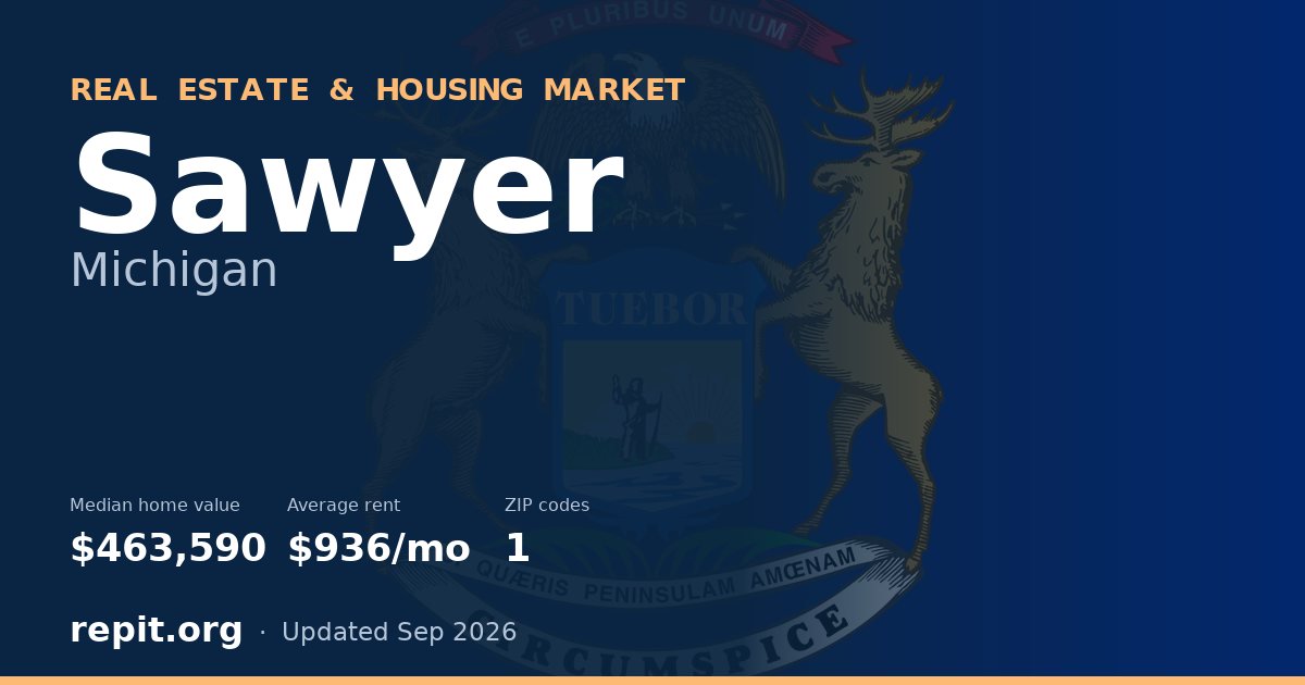Sawyer, MI real estate and housing market — median home value $463,590, average rent $936/mo, 1 ZIP code