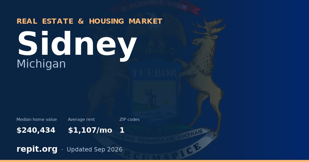 Sidney, MI real estate and housing market — median home value $240,434, average rent $1,107/mo, 1 ZIP code