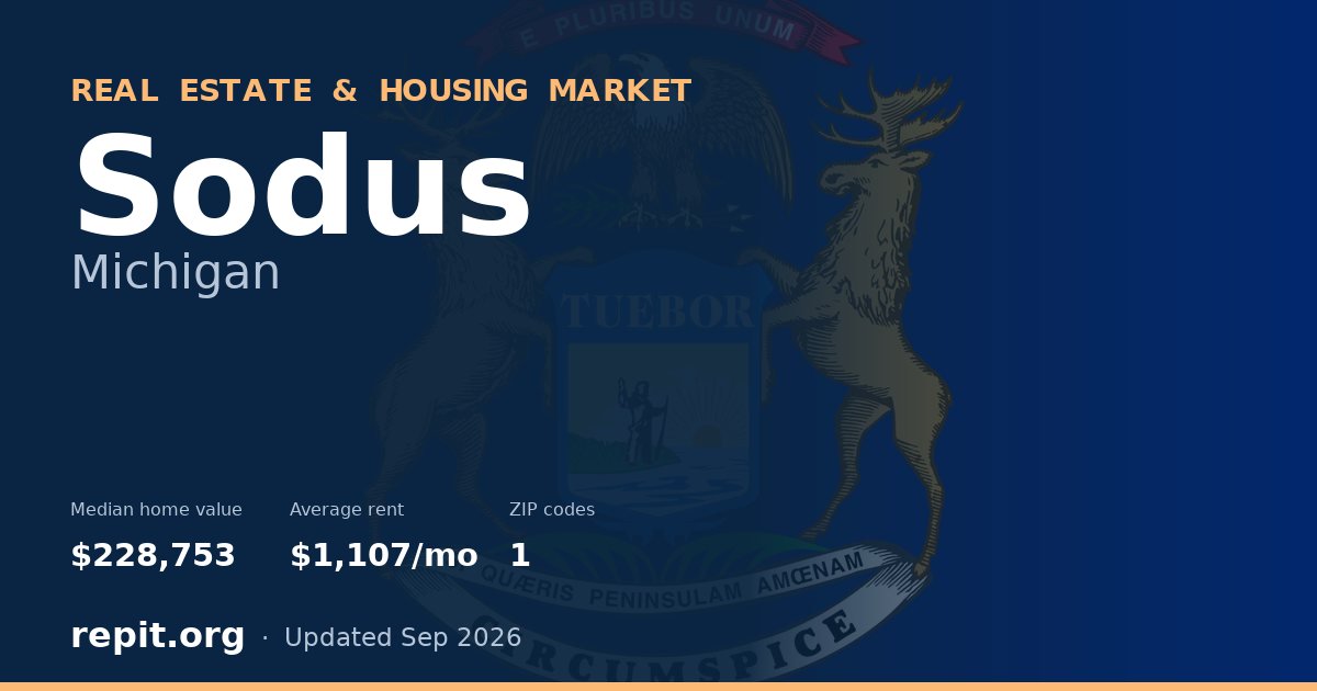 Sodus, MI real estate and housing market — median home value $228,753, average rent $1,107/mo, 1 ZIP code