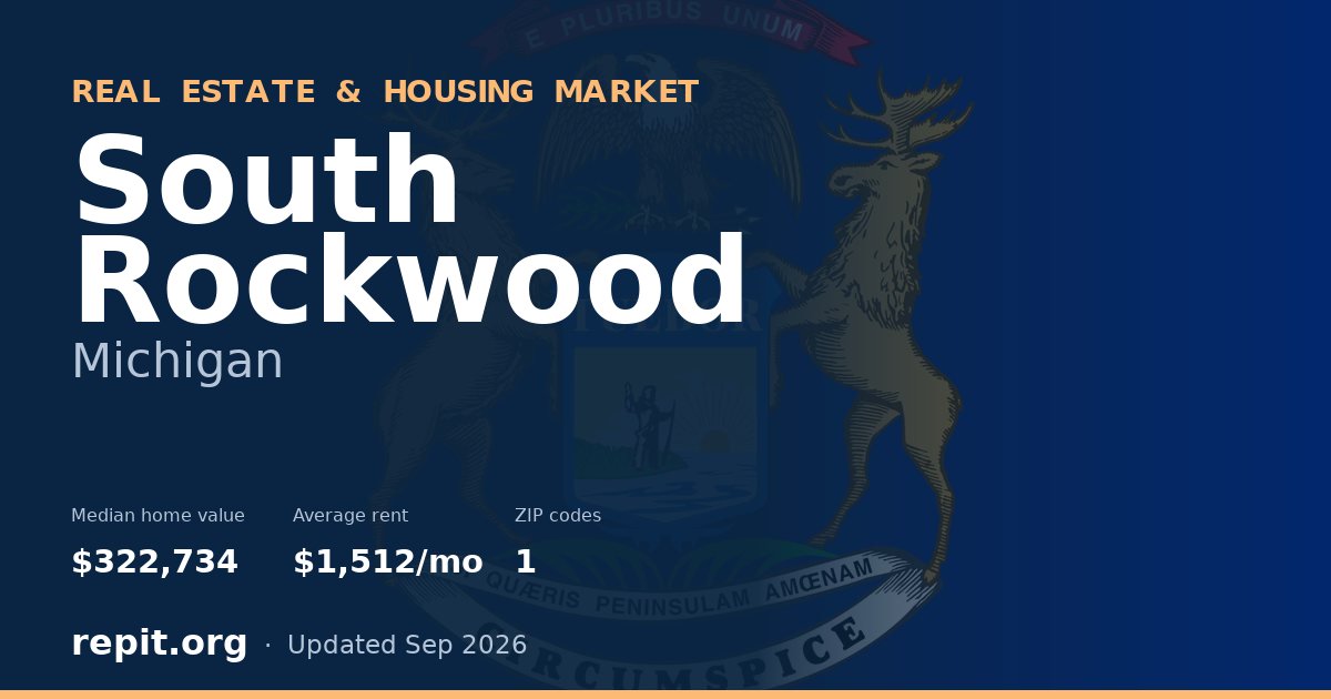 South Rockwood, MI real estate and housing market — median home value $322,734, average rent $1,512/mo, 1 ZIP code