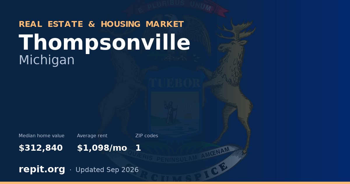 Thompsonville, MI real estate and housing market — median home value $312,840, average rent $1,098/mo, 1 ZIP code