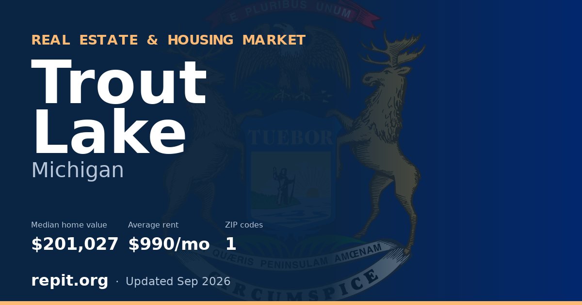 Trout Lake, MI real estate and housing market — median home value $201,027, average rent $990/mo, 1 ZIP code