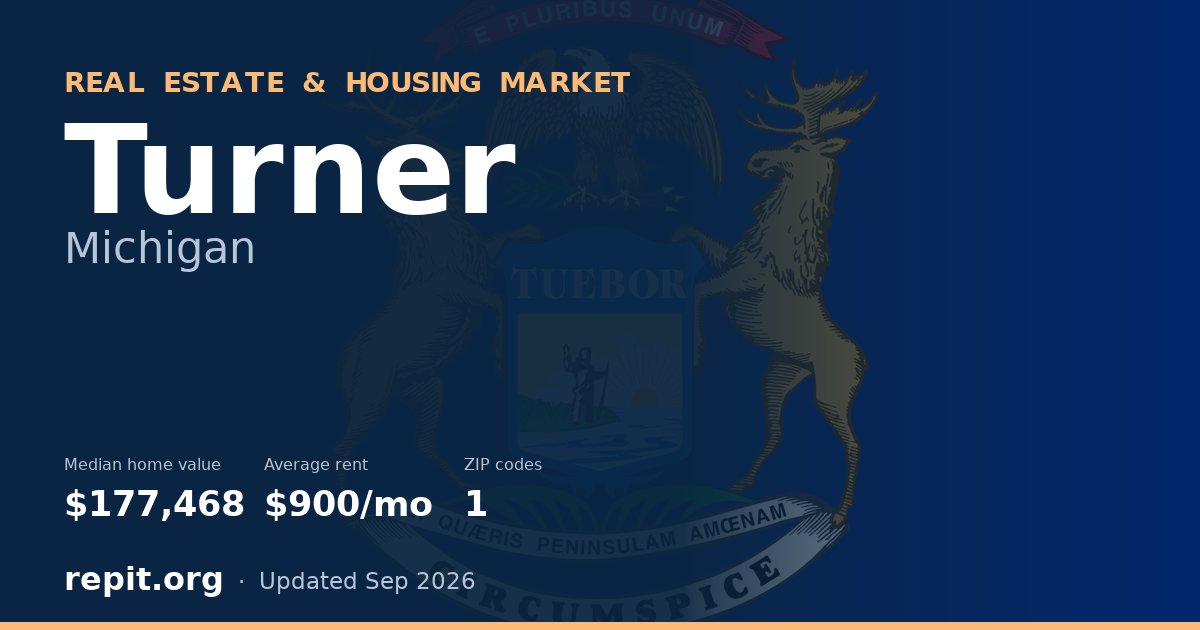 Turner, MI real estate and housing market — median home value $177,468, average rent $900/mo, 1 ZIP code